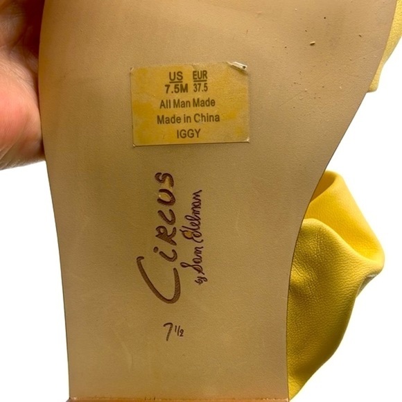Circus By Sam Edelman - Iggy Ruched Bright Yellow Leather Strap Sandals Size 7.5 - Picture 7 of 14